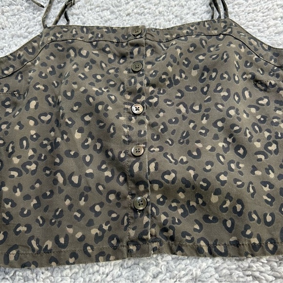 Abercrombie and Fitch Top Womens Small Spaghetti Strap Tank Cropped Animal Print - Picture 2 of 5